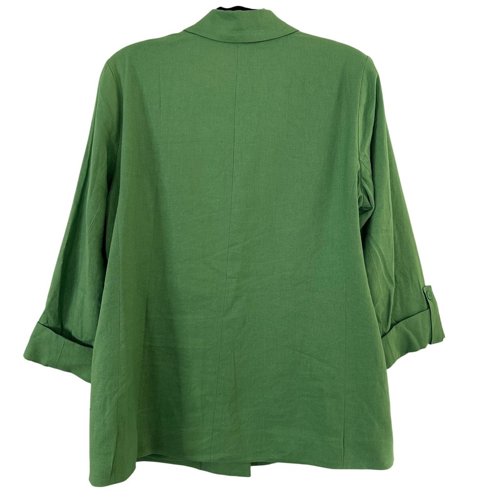 Simply Vera Vera Wang‎ Womens Green Open Front Blazer Jacket linen - Picture 2 of 5